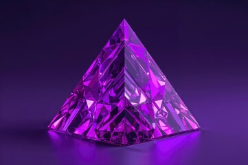 Illustration of a contemporary diamond-shaped geometric crystal in violet hues