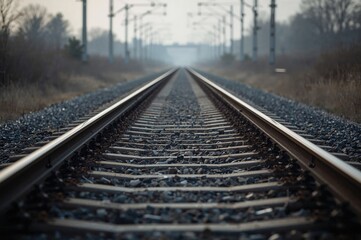 Fototapeta premium Pair of parallel train rails