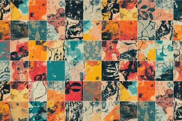 Naklejka premium Vibrant digital mosaic wall pattern for restroom