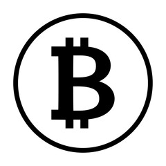 Bitcoin icon in black and white isolated on transparent background. Cryptocurrency, crypto bitcoin digital money symbol.