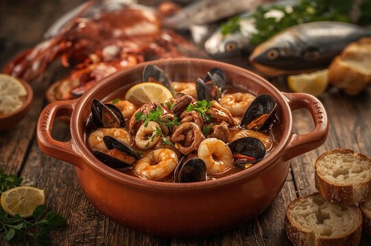Tasty seafood stew from the Mediterranean region
