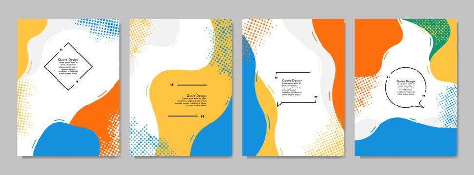 Vector illustration. Banner template. Hand drawn doodle shapes and lines. Design elements for cover, brochure, magazine, poster, flyer, notebook. Trendy abstract colorful background with halftone dots