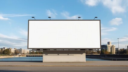 Obraz premium Billboard - Large Blank Billboard with empty screen and beautiful cloudy sky for outdoor advertising poster,Copy space banner ready for your advertisement design or mock up text.Business Concept.