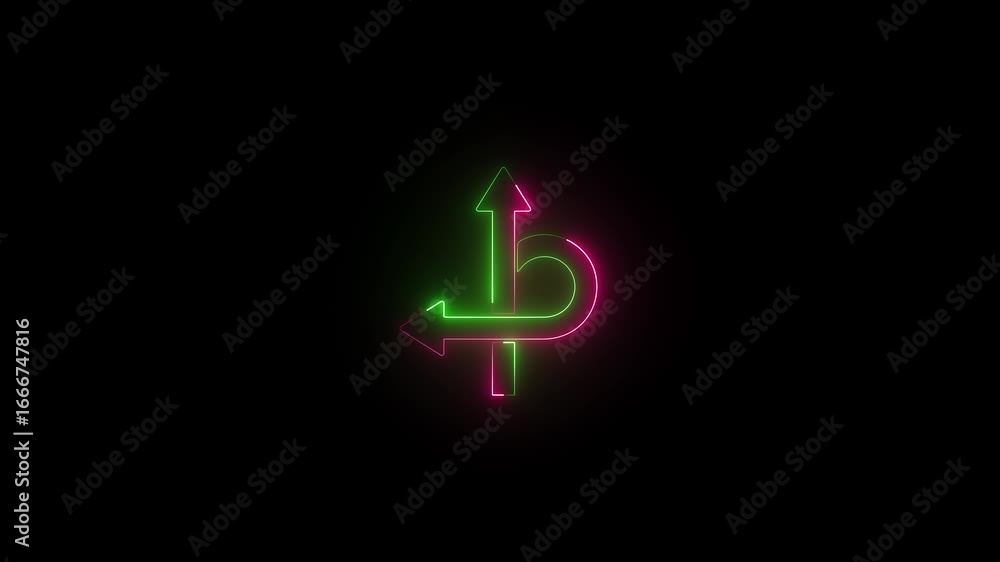 Poster neon 2 side opportunity option arrow animation. pointing direction arrow motion graphics. arrow poin
