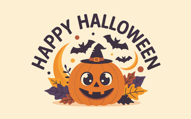 Flat Halloween background vector illustration