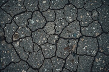 Obraz premium Broken asphalt pavement surface texture from above
