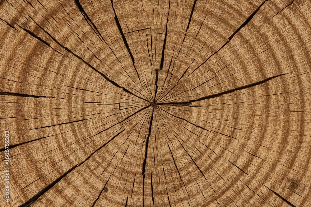 Aufkleber detailed view of natural log surface texture with circular patterns and rustic design