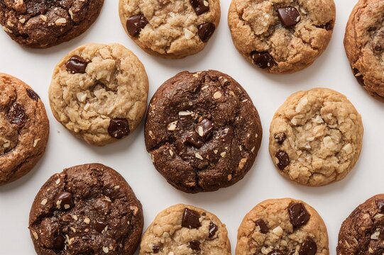 Assorted Cookies Displayed on a Plain White Surface