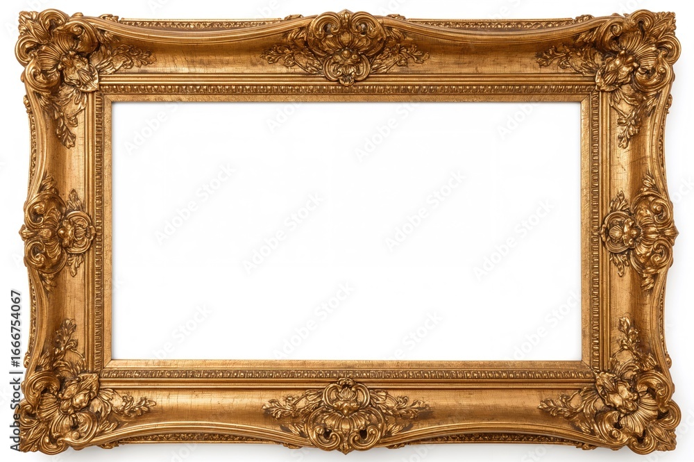 Poster close-up of an antique photo frame on a white background with ample space for text or product placem