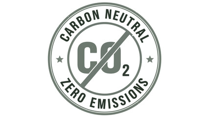 Stylized graphic emblem advocating for carbon neutral practices and zero emissions, representing environmental consciousness and sustainable development goals