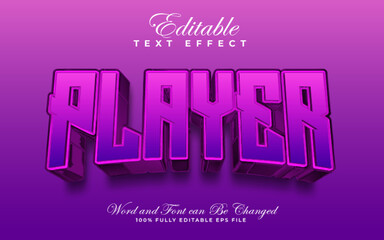 Player 3D editable text effect style