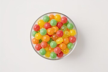 Obraz premium Vibrant round sweets in various colors including green, orange, red, and yellow