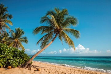 Fototapeta premium Palm tree silhouetted against the sky