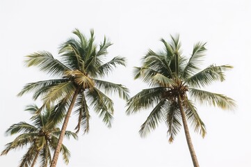 Palm trees isolated on a white backdrop