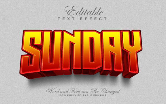 Fototapeta Sunday 3D editable text effect style