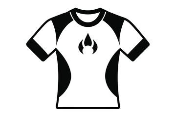 Black and White TShirt with Rounded Icon on the Chest Illustration