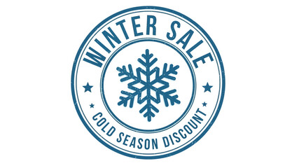 Creative vector illustration of a round emblem for winter promotions, showcasing a snowflake symbol and clear messaging about seasonal price reductions