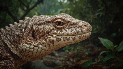 Obraz premium Close-up side profile of a crocodile skink's head