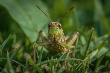 Fototapeta premium Detailed view of a grasshopper