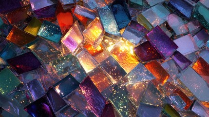 Colorful, textured, shimmering, geometric shapes