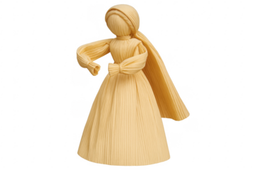 Corn husk doll standing with transparent background