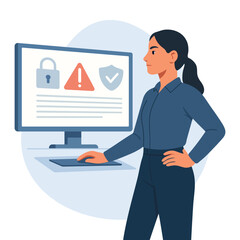 Cyber Security and Data Protection Flat Vector Illustration