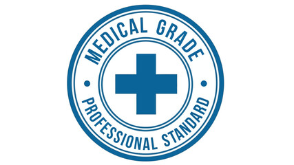 Professional medical quality standard emblem. Certified badge for high-grade healthcare, symbolizing excellence and reliability