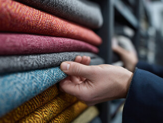 Interior scene of a boutique fabric shop.