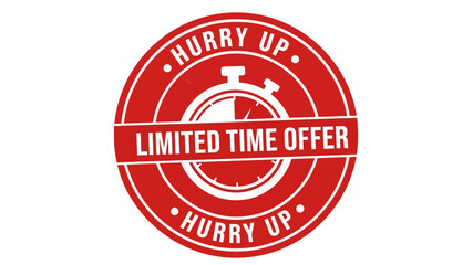 Vibrant red promotional badge signaling urgent sales and exclusive, short-term availability, perfect for marketing campaigns and special discounts