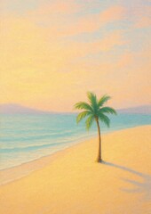 Obraz premium Serene tropical beach sunset.