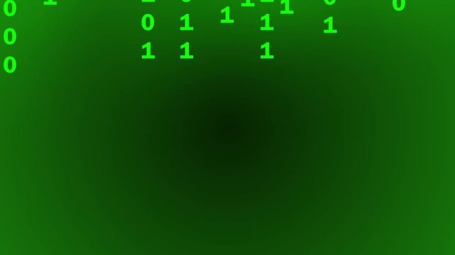 Falling binary code in the matrix style in the technological space