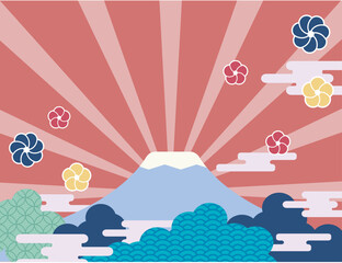 富士山と和柄