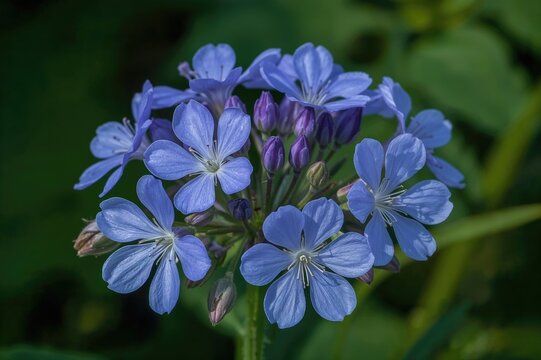 Fragile azure blooms of the wild geranium plant