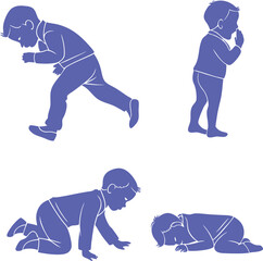 Fototapeta premium Four stages of baby development and movement