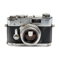 Vintage camera, front view, weathered