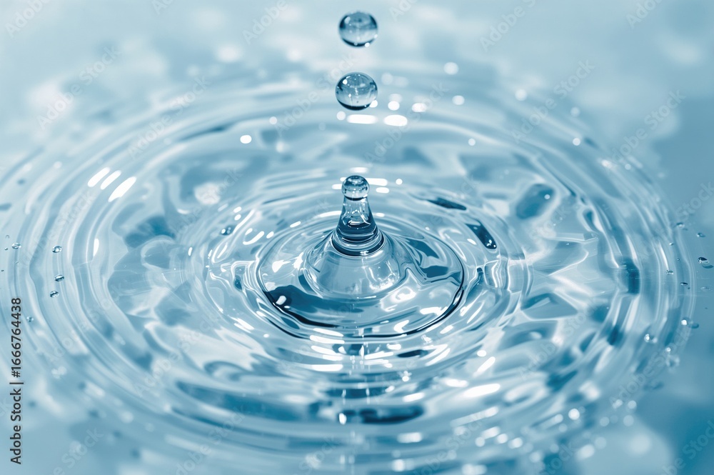 Poster macro shot of droplets forming circular patterns on a flat surface
