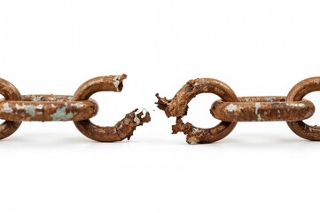 Obraz premium Detailed view of a fractured link against a plain backdrop