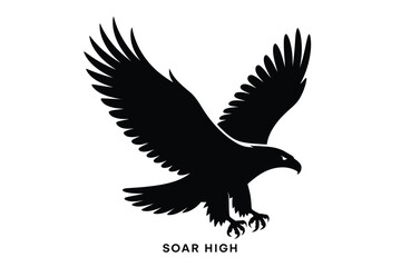 Obraz premium Silhouette of an eagle soaring high with wings spread, a symbol of freedom, power, and strength