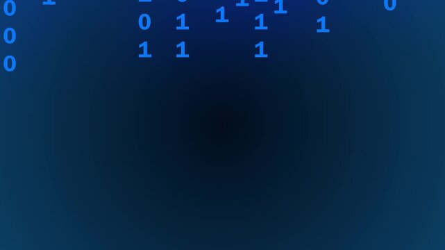 Falling binary code in the matrix style in the technological space