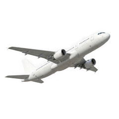Obraz premium Pristine white passenger airplane ascending against a simple background transparent background