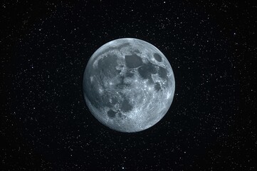 Night sky featuring a detailed moon against a star-filled black backdrop