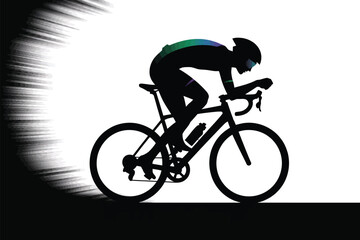 Obraz premium Silhouette of a cyclist speeding on a bicycle, , showcasing the dynamism and energy of the sport with blurred motion effect