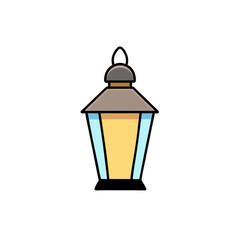 Vector art of a vintage style lantern with a warm yellow glow
