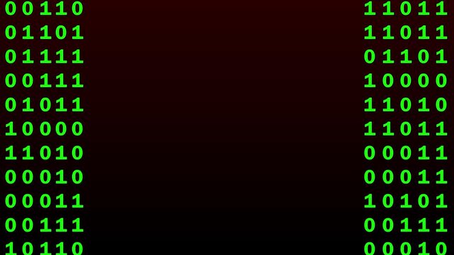 Binary code ones zeros digital data black background vertical format coding loop