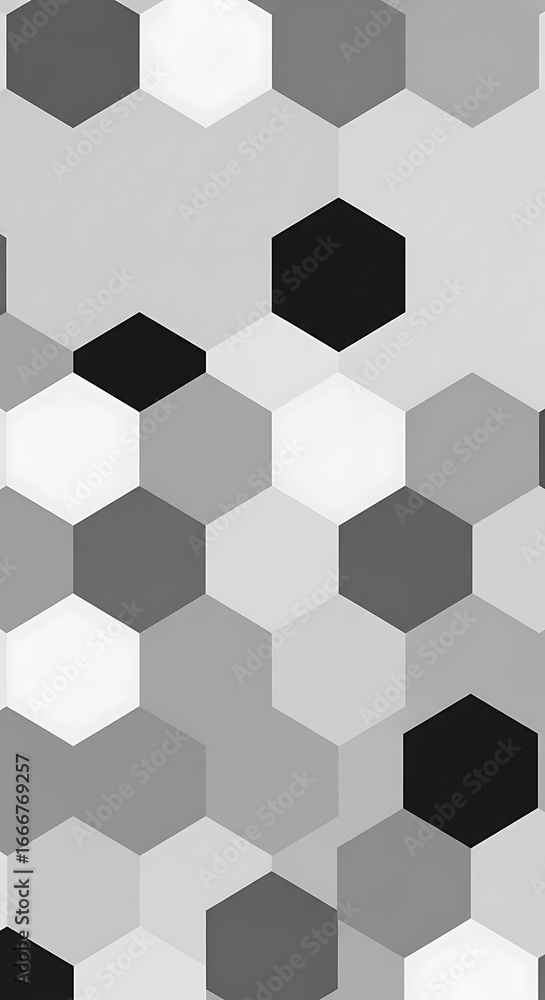 Poster abstract geometric background of grayscale hexagons for modern design