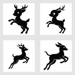 Silhouette vector illustration of a running deer baby bundle