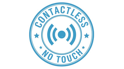 Clean Graphic Design Badge Highlighting Contactless Transaction and No Physical Touch for Modern Convenience
