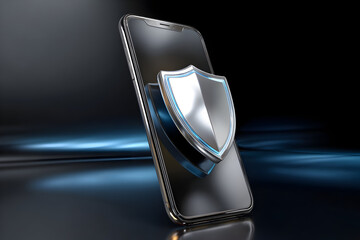 Smartphone Security Concept With Shield Symbol Representing Digital Protection And Cybersecurity Solutions For Modern Devices