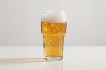 Glass of beer against a white backdrop