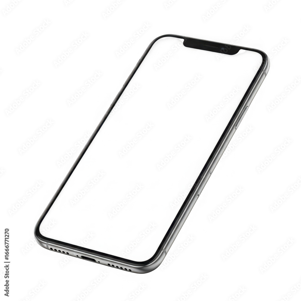 Poster sleek modern smartphone displaying blank screen with metallic silver frame captured in clear studio 